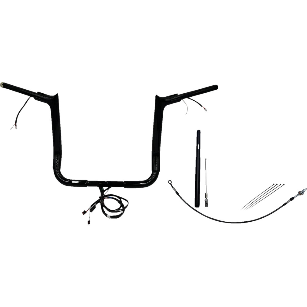 Kit de manillar EZ Install Wired 1-1/2" con tope puntiagudo — 38 mm (1-1/2") diámetro, 14" de elevación, 36" de ancho, Negro