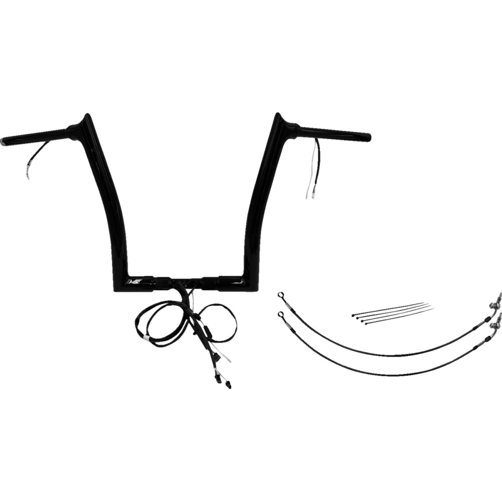 Kit de manillar EZ Install Wired de 1-1/2" con punta superior — abrazadera 1-1/4", elevación 14", ancho 35", negro