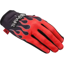 Guantes Stealth con palma de piel y diseño de llamas — M, rojo