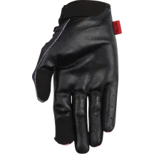 Guantes Stealth con palma de piel y diseño de llamas — M, rojo
