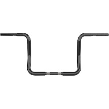 Manillar Twin Round — 37-1/4" ancho, 12" subida, abrazadera 1", tubo 1-1/4", Negro