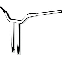 Manillar de una pieza Kage Fighter — 16" de elevación, 3-1/2" ancho central, 1-1/2" diámetro, cromado