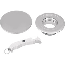 Gas Cap with Paint Protectors — Left-hand thread, screw on, non-vented, Chrome