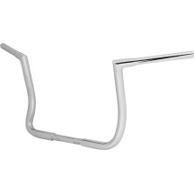 Manillar Twin Peaks pre-cableado — Ancho 85 cm (33-1/2"), Elevación 30,5 cm (12"), Diámetro de abrazadera 25,4 mm (1"), Cromado