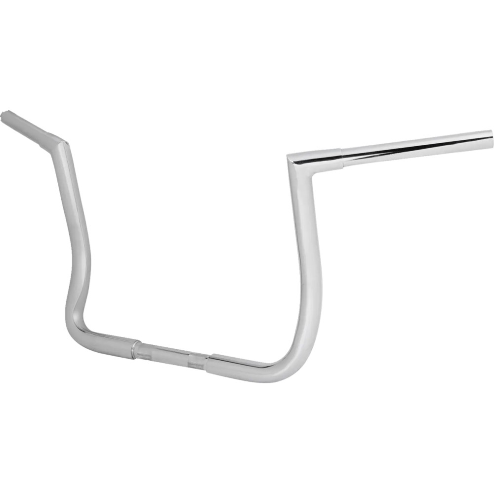 Manillar Twin Peaks pre-cableado — Ancho 85 cm (33-1/2"), Elevación 30,5 cm (12"), Diámetro de abrazadera 25,4 mm (1"), Cromado