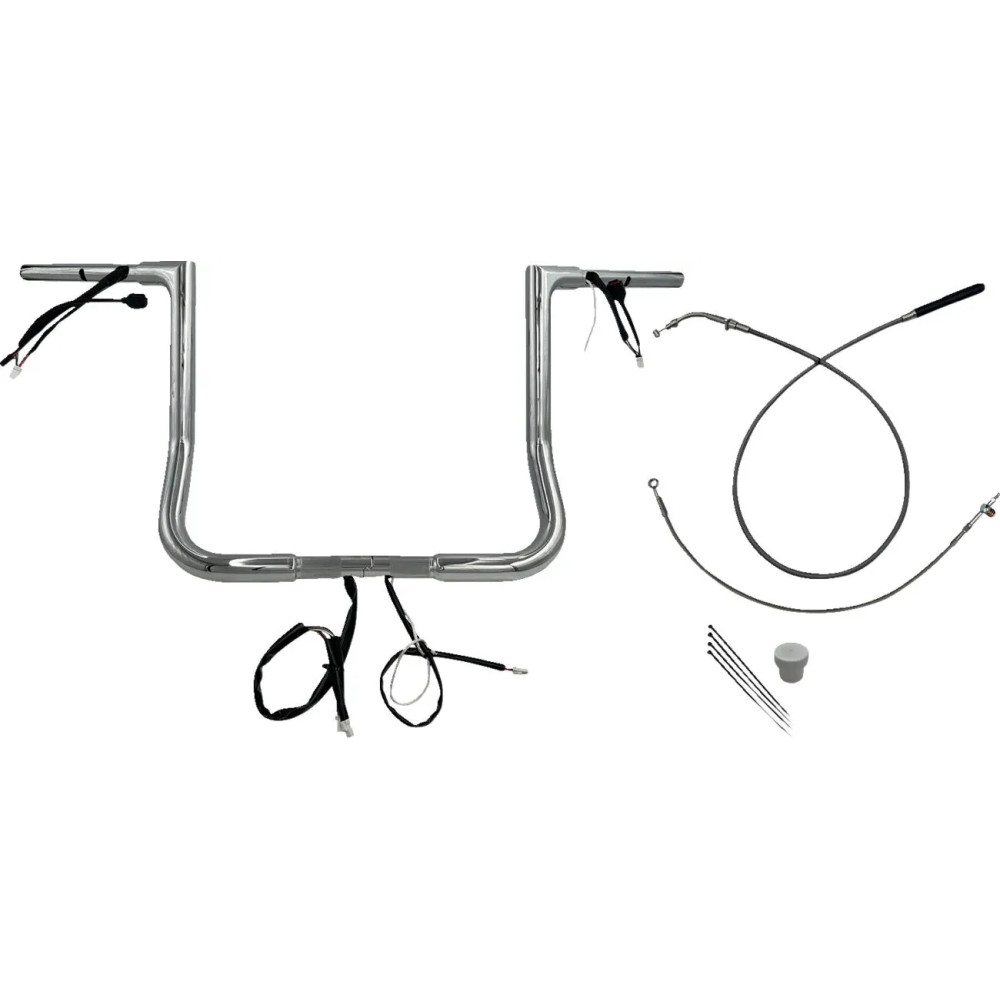 Manillar plano EZ de instalación 1-1/4" — abrazadera 1", elevación 14", retroceso 9"