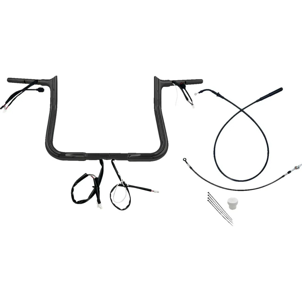 Manillar EZ de instalación con cima puntiaguda 1-1/4" — 1-1/4" dia, abrazadera 1", ancho central 15-1/2", Negro