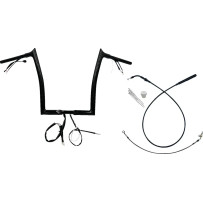 Manillar Pointed Top 1-1/4" con instalación EZ — abrazadera 1-1/4", elevación 14", ancho 35", negro brillante