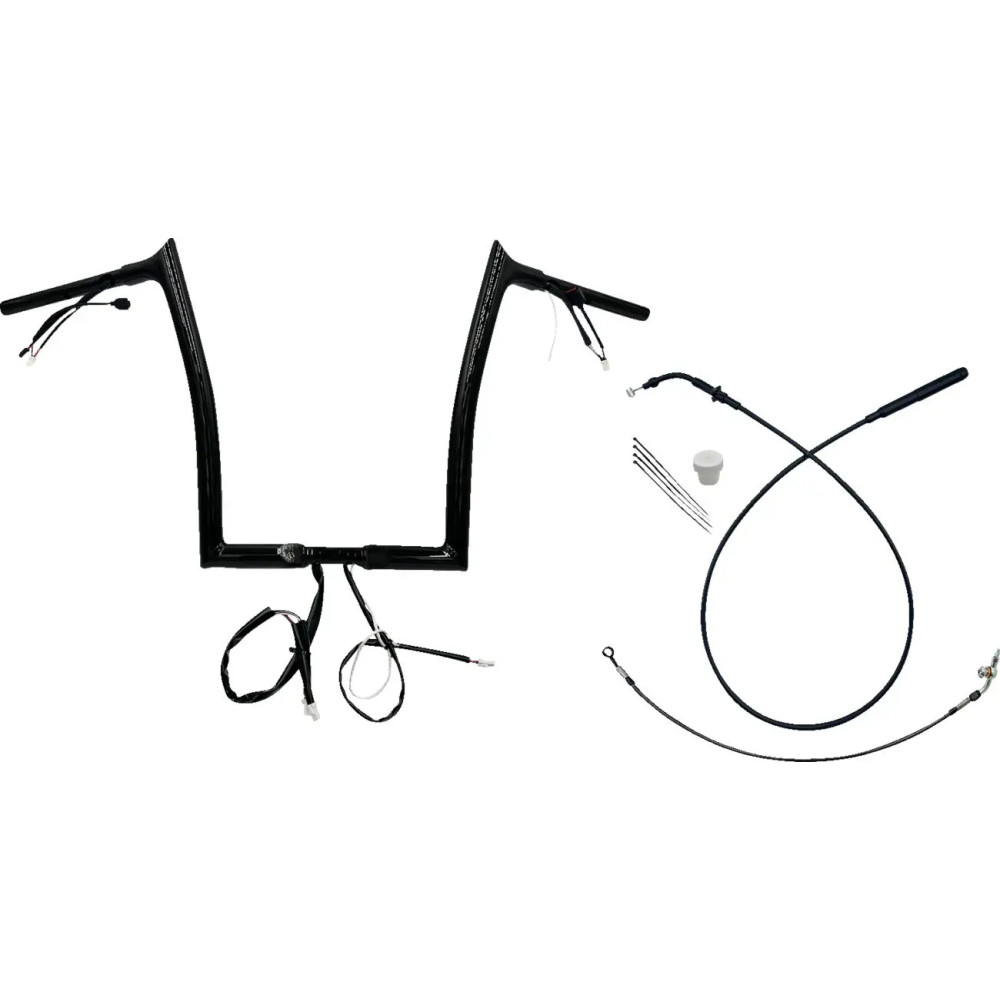 Manillar Pointed Top 1-1/4" con instalación EZ — abrazadera 1-1/4", elevación 14", ancho 35", negro brillante