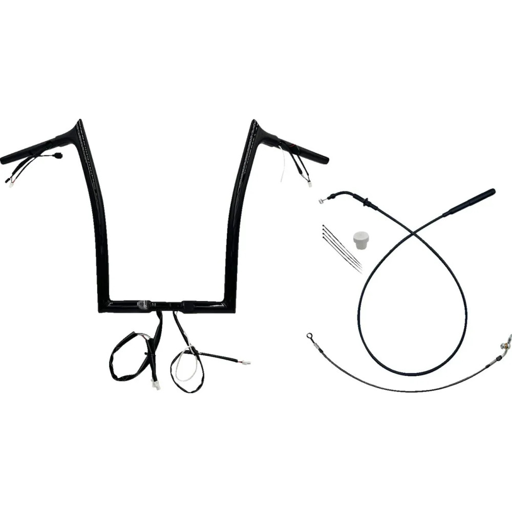 Manillar 1-1/4" EZ Install con tope puntiagudo — 16" de elevación, ancho central 10-1/4"