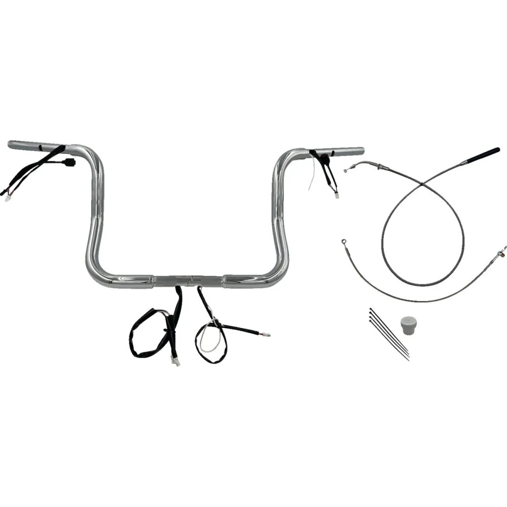 Manillar redondo EZ de 1-1/4" — diámetro 1-1/4", abrazadera 1", elevación 12", ancho 36", cromo