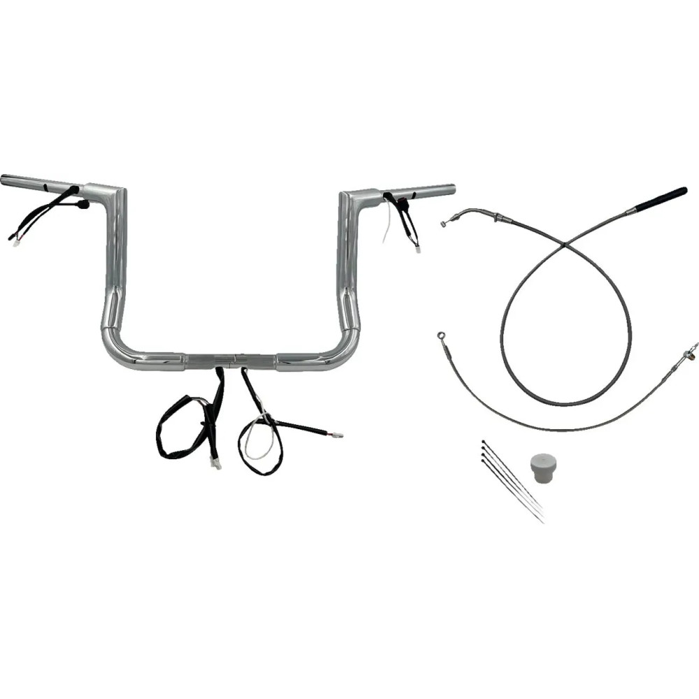 1-1/2" EZ Install Flat Top Handlebar — 1-1/2" diameter, 15" center width, 1" clamp, Chrome