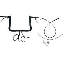 Manillar 1-1/2" con punta superior e instalación EZ — 1-1/2" de diámetro, 12" de elevación, abrazadera 1", Negro