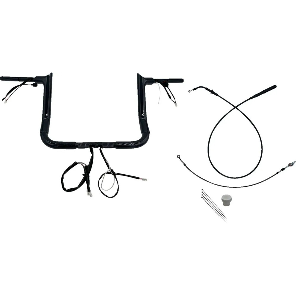 Manillar 1-1/2" con punta superior e instalación EZ — 1-1/2" de diámetro, 12" de elevación, abrazadera 1", Negro