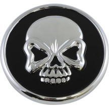 Skull Gas Cap — Vented, Screw-On, Black/Chrome