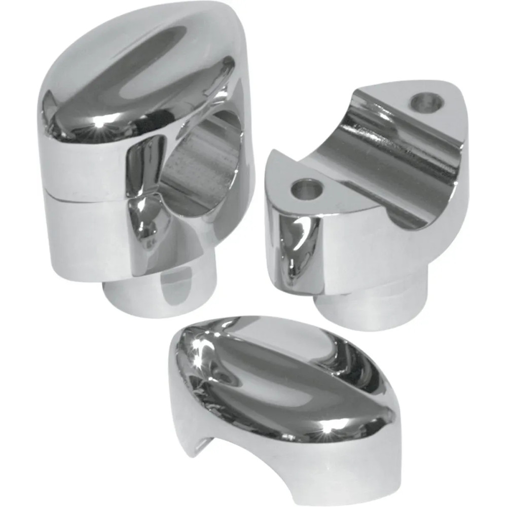 Hefty Smooth Handlebar Risers for 1-1/4" Handlebars — 32 mm (1-1/4"), 38.1 mm rise (1-1/2"), Chrome