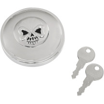Screw-In Locking Skull Gas Cap — Chrome, Non-vented
