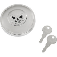 Screw-In Locking Skull Gas Cap — Chrome, Non-vented