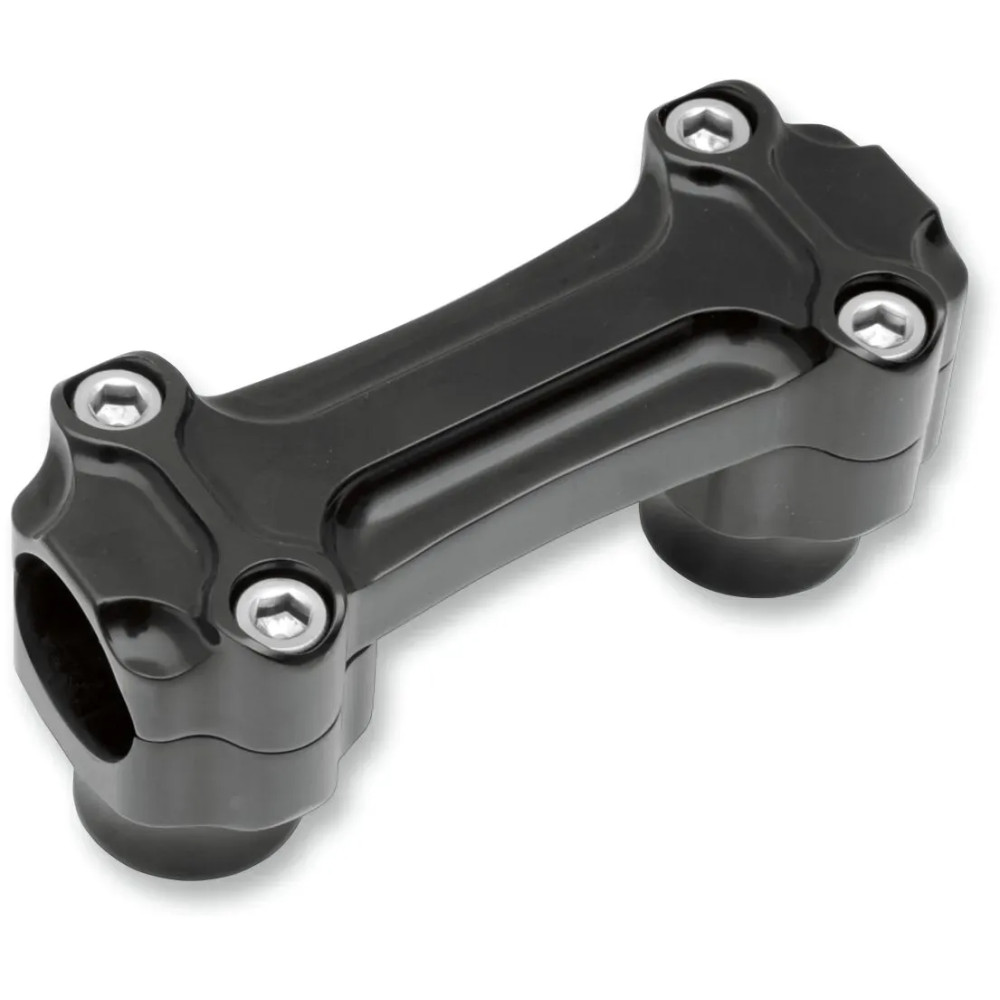 Bone Bar Handlebar Clamp & Riser Kit — 32 mm (1-1/4") clamping, 1/2-13 thread, 25.4 mm (1") rise, Black Gloss
