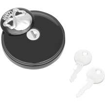 Screw-In Locking Skull Gas Cap — Non-vented, Skull style, Black gloss