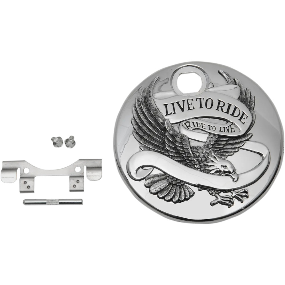 "Live to Ride" Fuel Console Door — Chrome