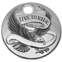 "Live to Ride" Fuel Console Door — Chrome