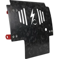 Forged Carbon Fiber Skid Plate — Black, with Red Brackets