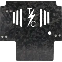 Placa protectora de fibra de carbono forjada — Negro, con soportes rojos