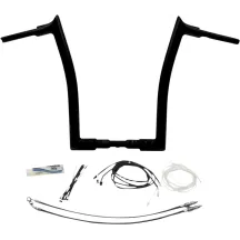 Kit de manillar con tope puntiagudo 1-1/2" instalación EZ — elevación 16", retroceso 8", abrazadera 1-1/4", negro