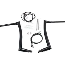 Kit de manillar con tope puntiagudo 1-1/2" instalación EZ — elevación 16", retroceso 8", abrazadera 1-1/4", negro