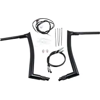 Kit de manillar con tope puntiagudo 1-1/2" instalación EZ — elevación 16", retroceso 8", abrazadera 1-1/4", negro