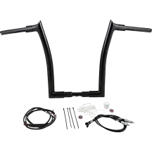 Kit de manillar con tope puntiagudo 1-1/2" instalación EZ — elevación 16", retroceso 8", abrazadera 1-1/4", negro