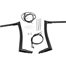 Kit de manillar con tope puntiagudo 1-1/2" instalación EZ — elevación 16", retroceso 8", abrazadera 1-1/4", negro
