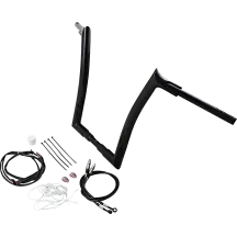 Kit de manillar con tope puntiagudo 1-1/2" instalación EZ — elevación 16", retroceso 8", abrazadera 1-1/4", negro
