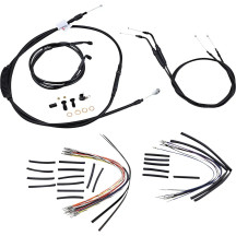 Complete Black Vinyl Handlebar Cable/Line Kit for Ape Hangers — 14" fit, non-ABS