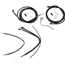 Kit completo de cables/líneas de manillar de vinilo negro para Ape Hangers — ajuste para elevadores de 14"