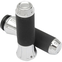 Puños personalizados — diámetro de manillar 25.4 mm (1"), longitud 12.7 cm (5"), Negro, Cromo