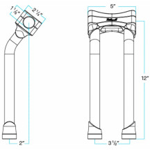 Murdock O/S Elevadores — abrazadera 1-1/8", retroceso 50,8 mm (2"), elevación 12", cromado