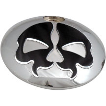 Split Skull Fuel Door — Black, Chrome