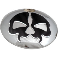 Split Skull Fuel Door — Black, Chrome