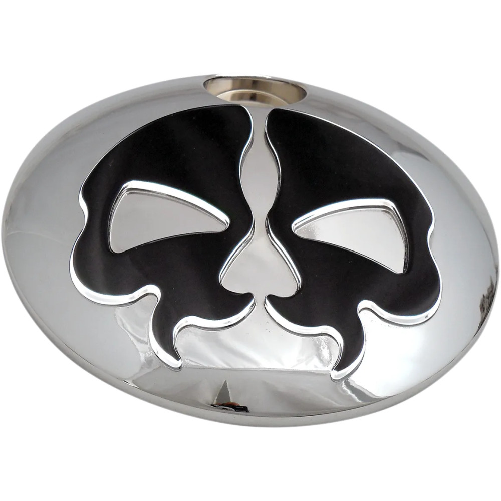 Split Skull Fuel Door — Black, Chrome