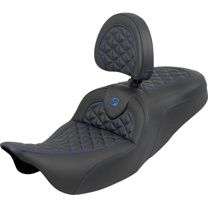 RoadSofa™ Tri Gripper Seat — 31 in, 15.5 in, Black, Blue