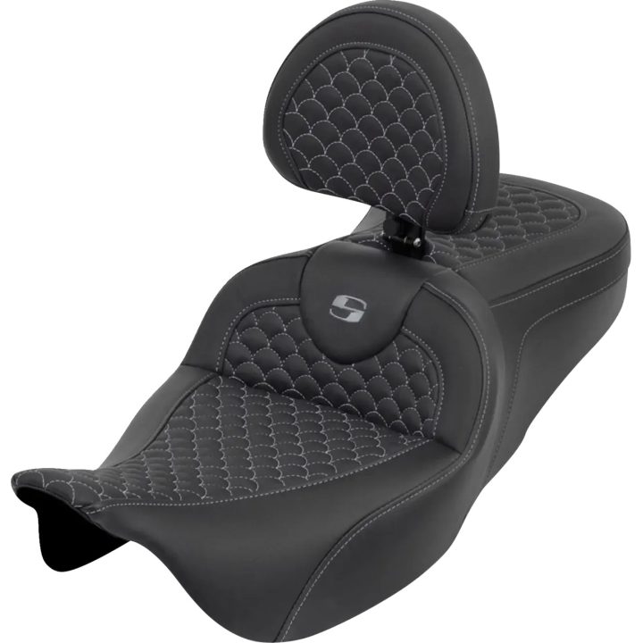 Dragon Scale Stitch RoadSofa™ Seat — Black, 2-Up, 78.5 cm (31")
