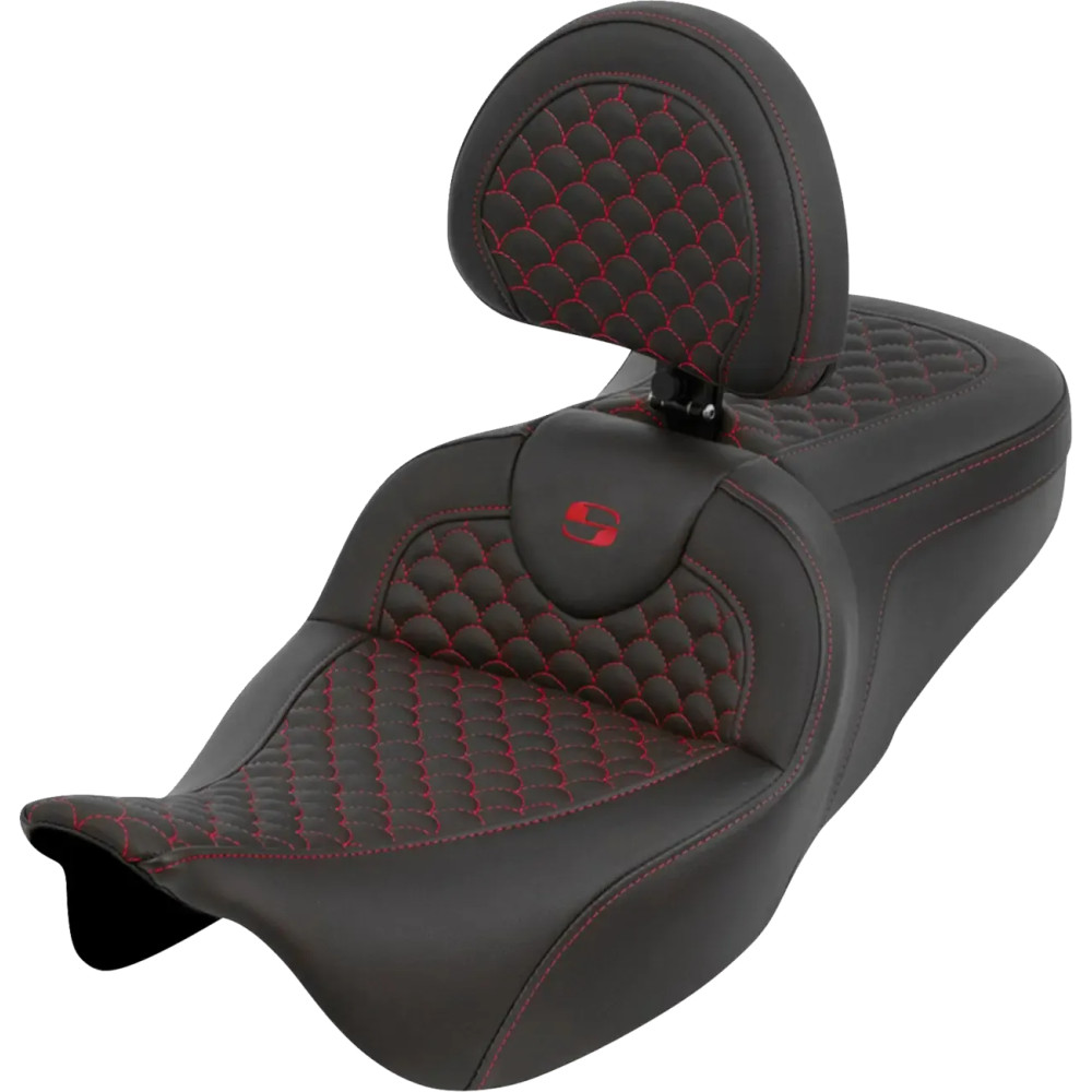 Dragon Scale Stitch RoadSofa™ Seat — 31" overall length, 15-1/2" driver width, Black, Red