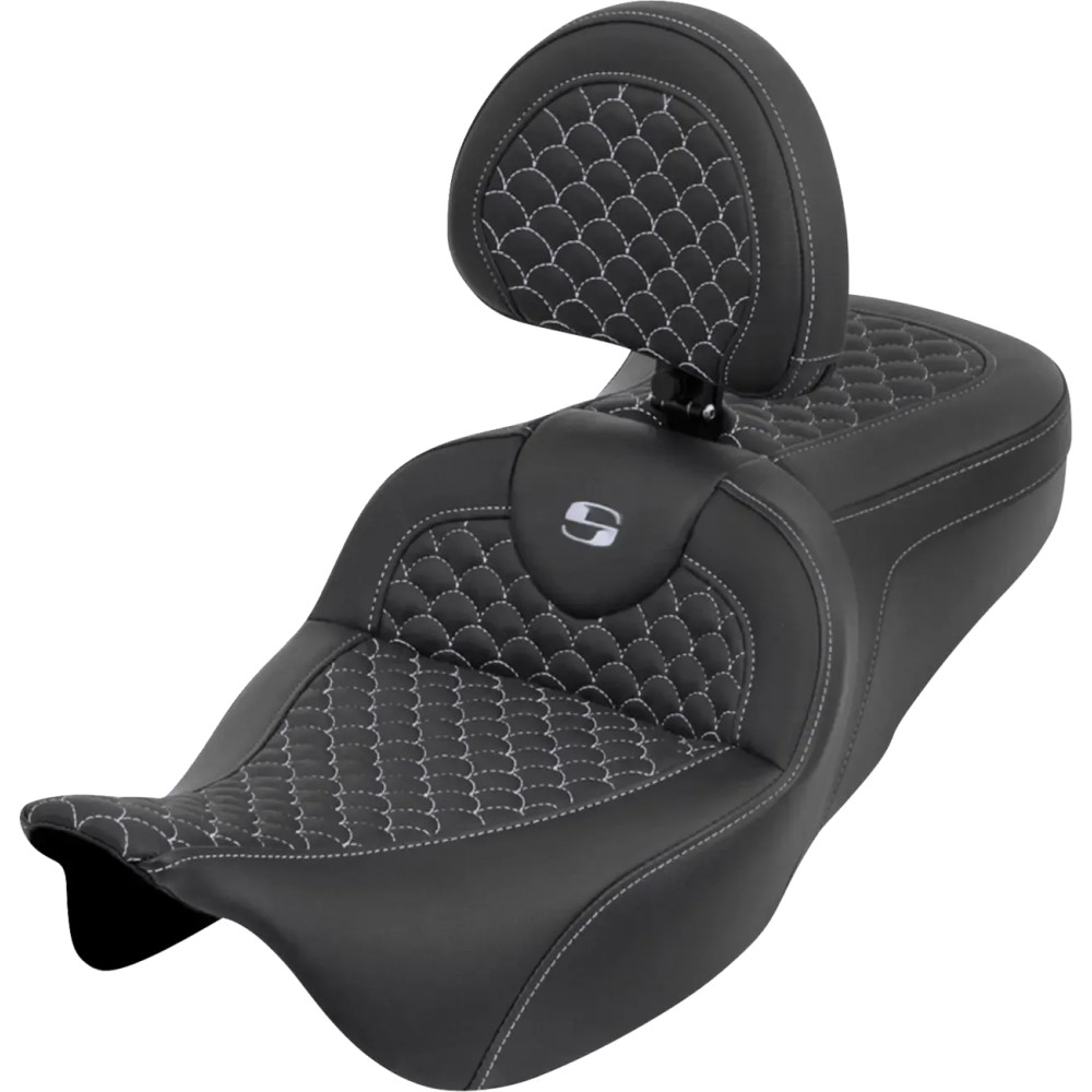 Dragon Scale Stitch RoadSofa™ Seat — 15.5" driver, 31" overall, Black, Silver