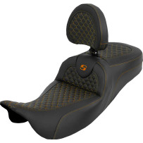 Dragon Scale Stitch RoadSofa™ Seat — 31 in overall, 15 in driver width, Black/Orange