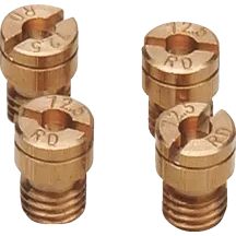 A-Bax Precision Keihin-Style Slot Head (KJ Prefix) Main Jets — 100 main jet, 6.00 mm head, 9.00 mm length, gold