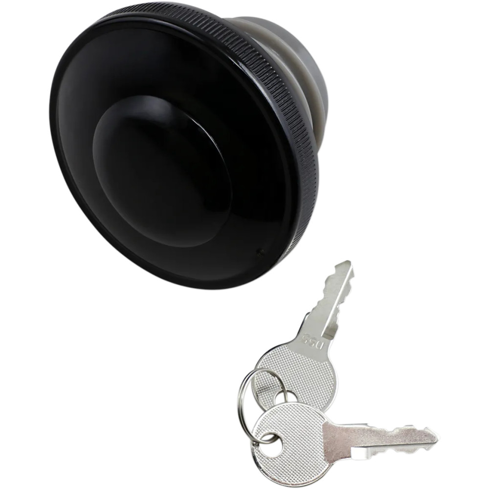 Screw-In Locking Gas Cap — Screw cap, vented, black gloss
