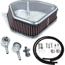 Boom Box Air Cleaner Kit — 2.8" height, 261 in² filter surface, Silver