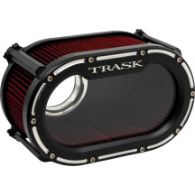Big Papi High-Flow Air Cleaner — Oval, Negro/Plata, Reverse Cut